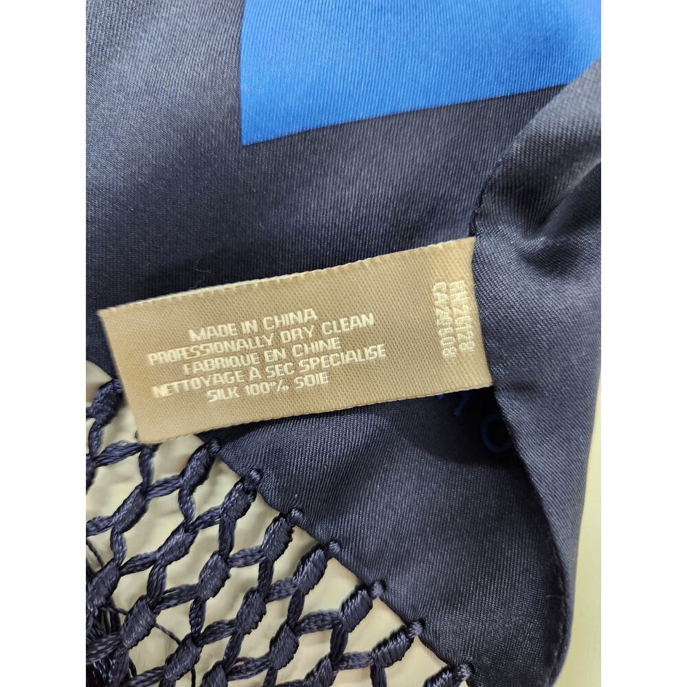 Echo Women's Extra Long Diamond Pattern Rectangle Silk Scarf W/Fringe, Blue/Navy - Picture 7 of 8